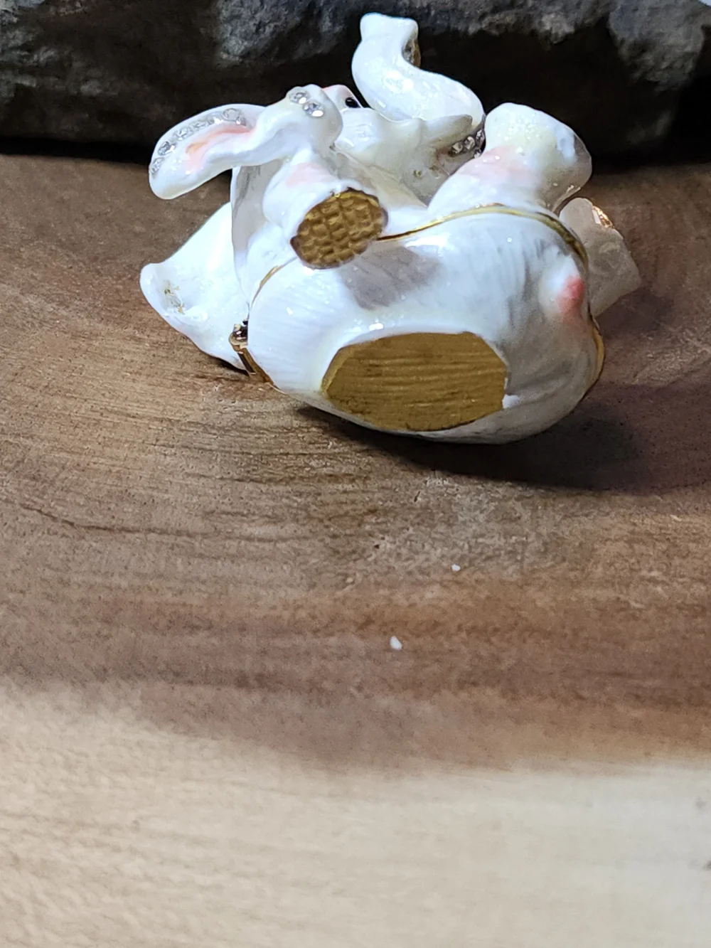 Dainty Little Elephant Trinket Box Jewelry Box with Gold And Rhinestone Accents